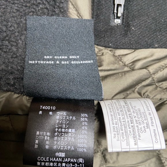 Cole Haan Black Quilted Lining Hooded Wool Stadium Cloth Pea Coat Size XL - Picture 11 of 11